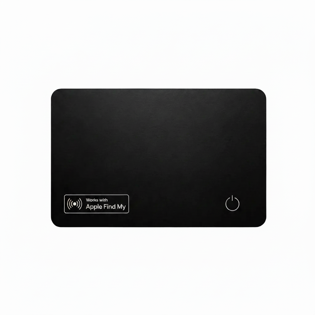 Velora ultra-slim tracker card compatible with Apple Find My for wallets and luggage.