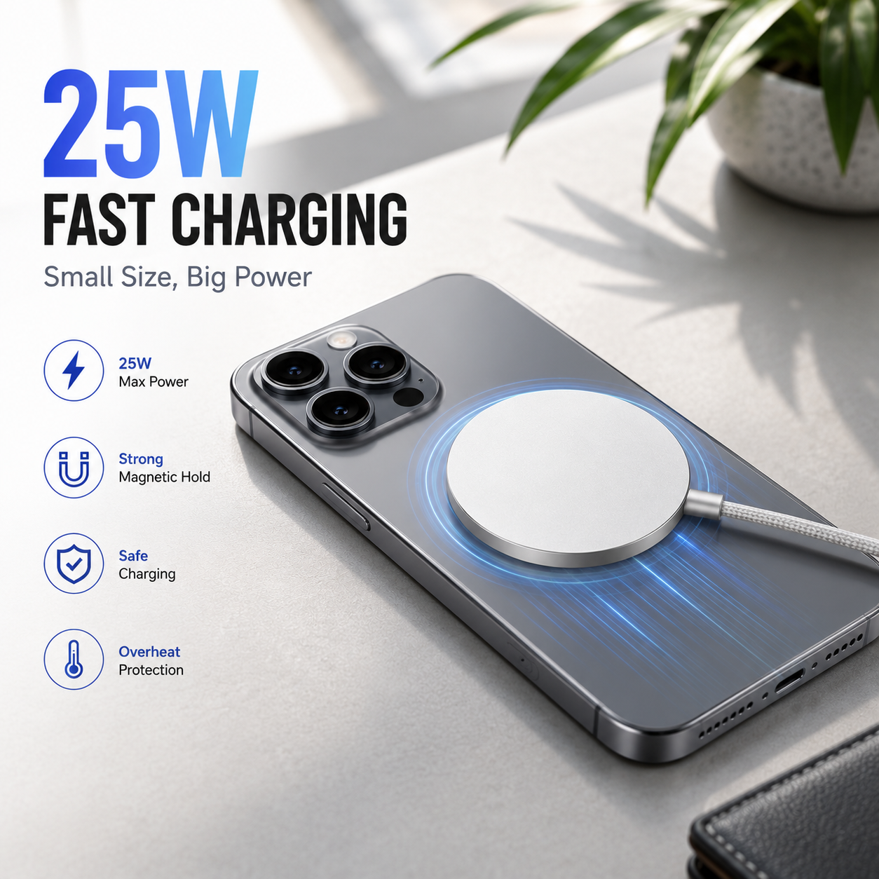 Ultra-Slim Portable USB-C Magnetic Charger