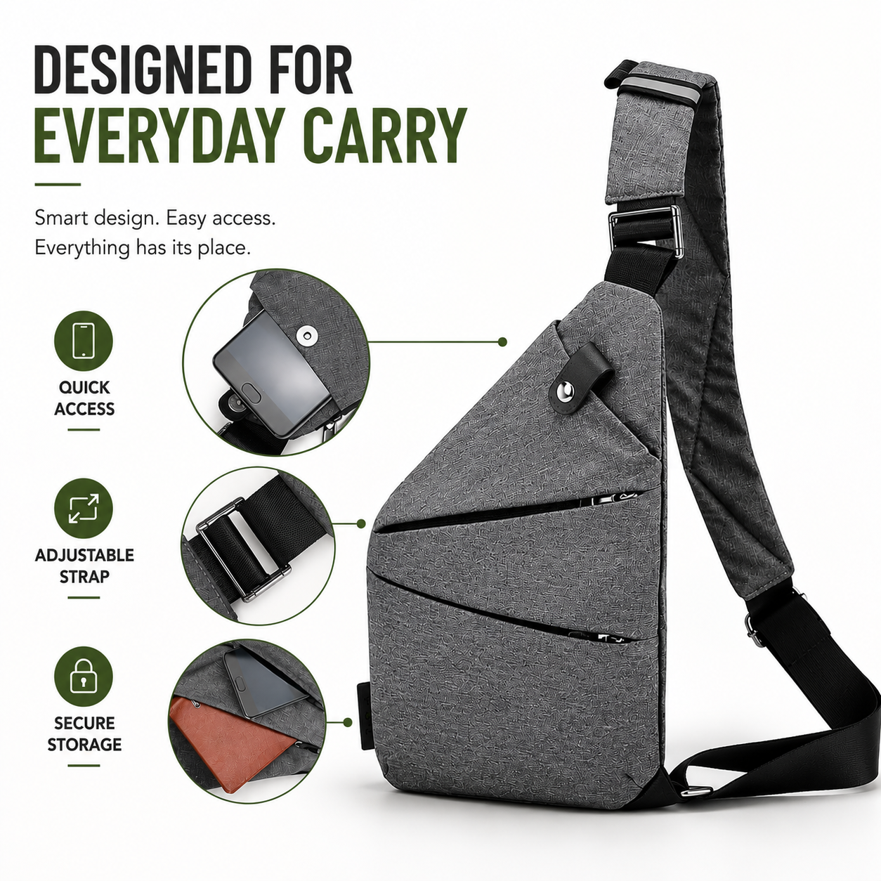 Anti-Theft Crossbody Sling Bag